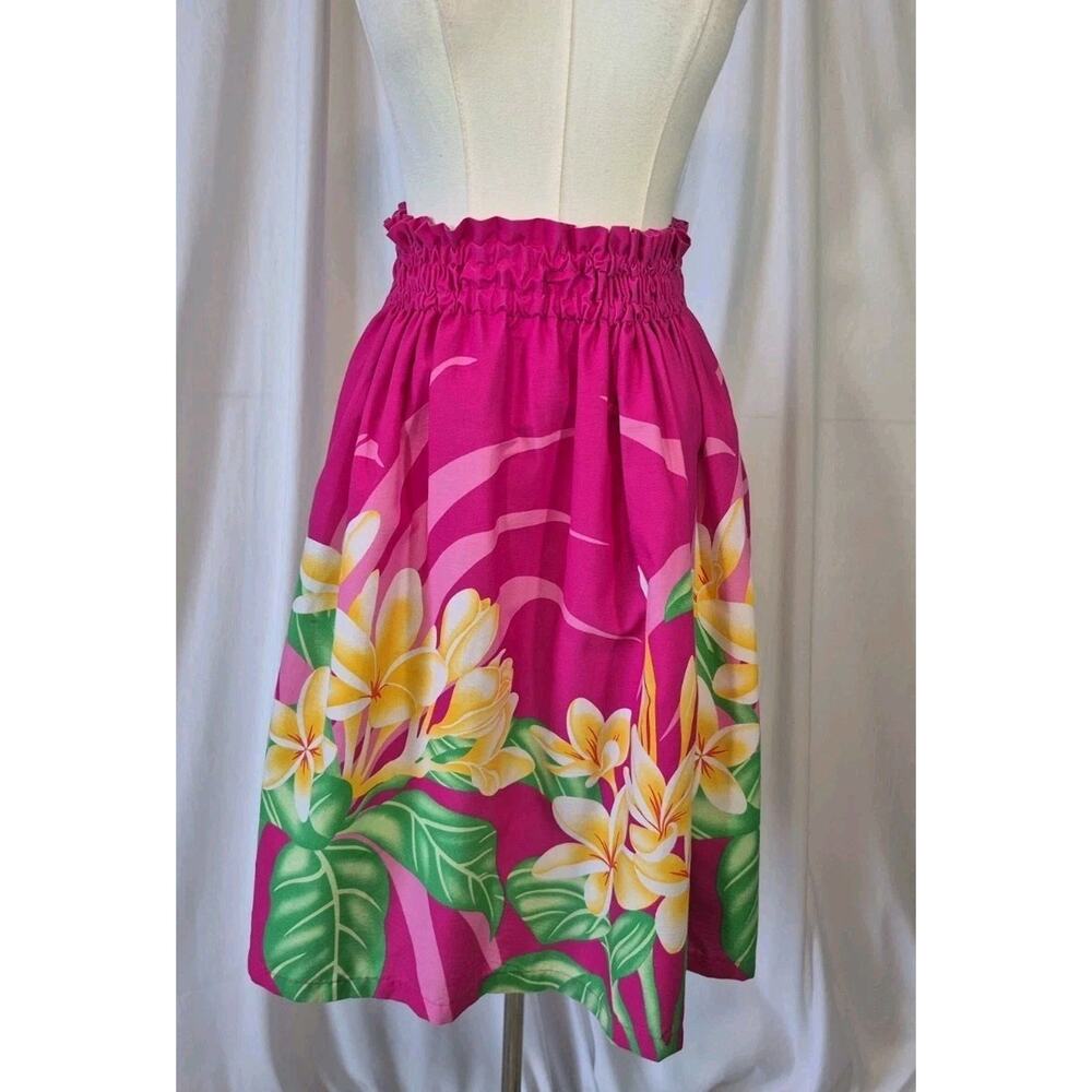 Hawaiian E & K Pa'u Hula Pink Yellow Floral Cotton Skirt One Size XS S M L